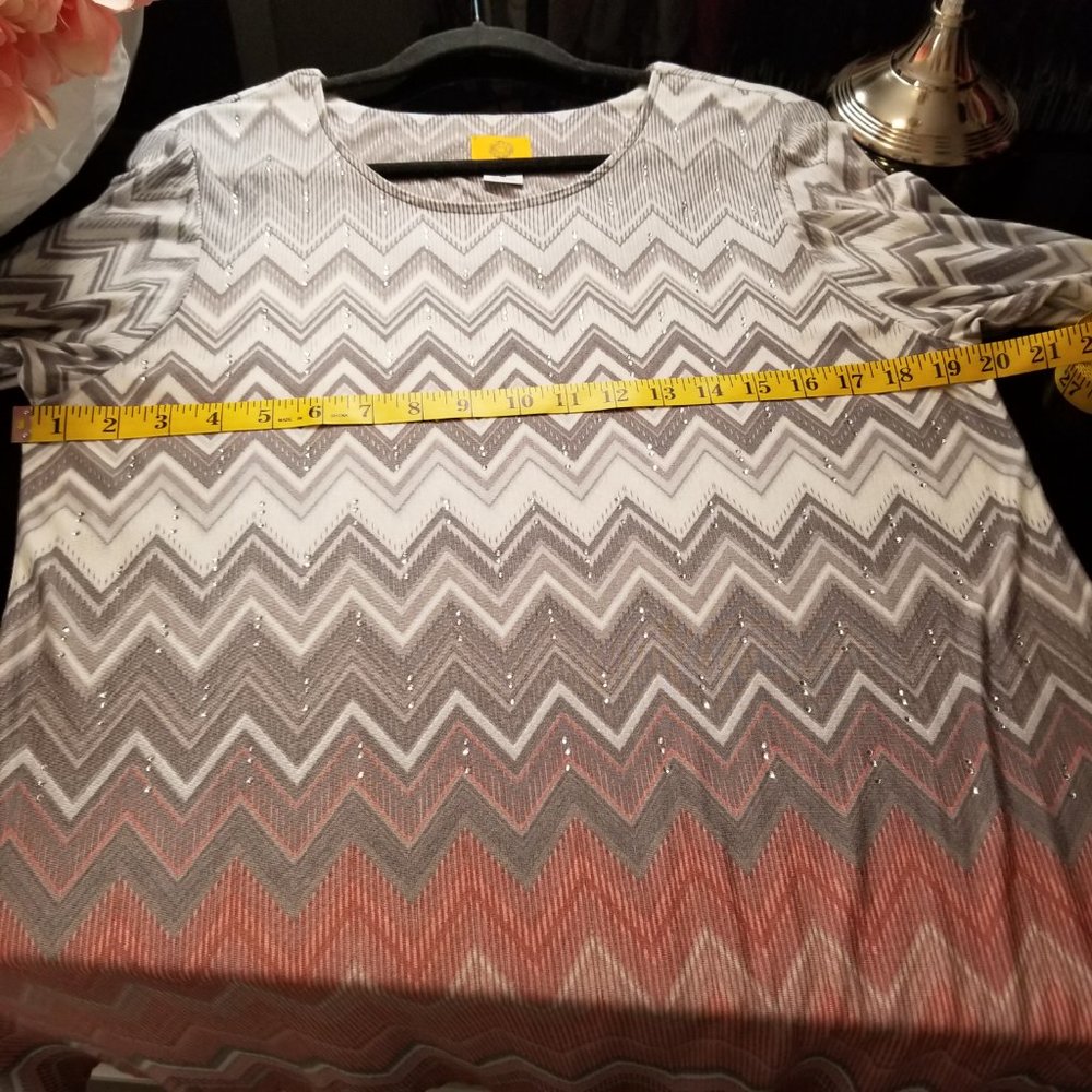 Ruby Rd. Embellished Chevron Tunic Top, Size M - image 7